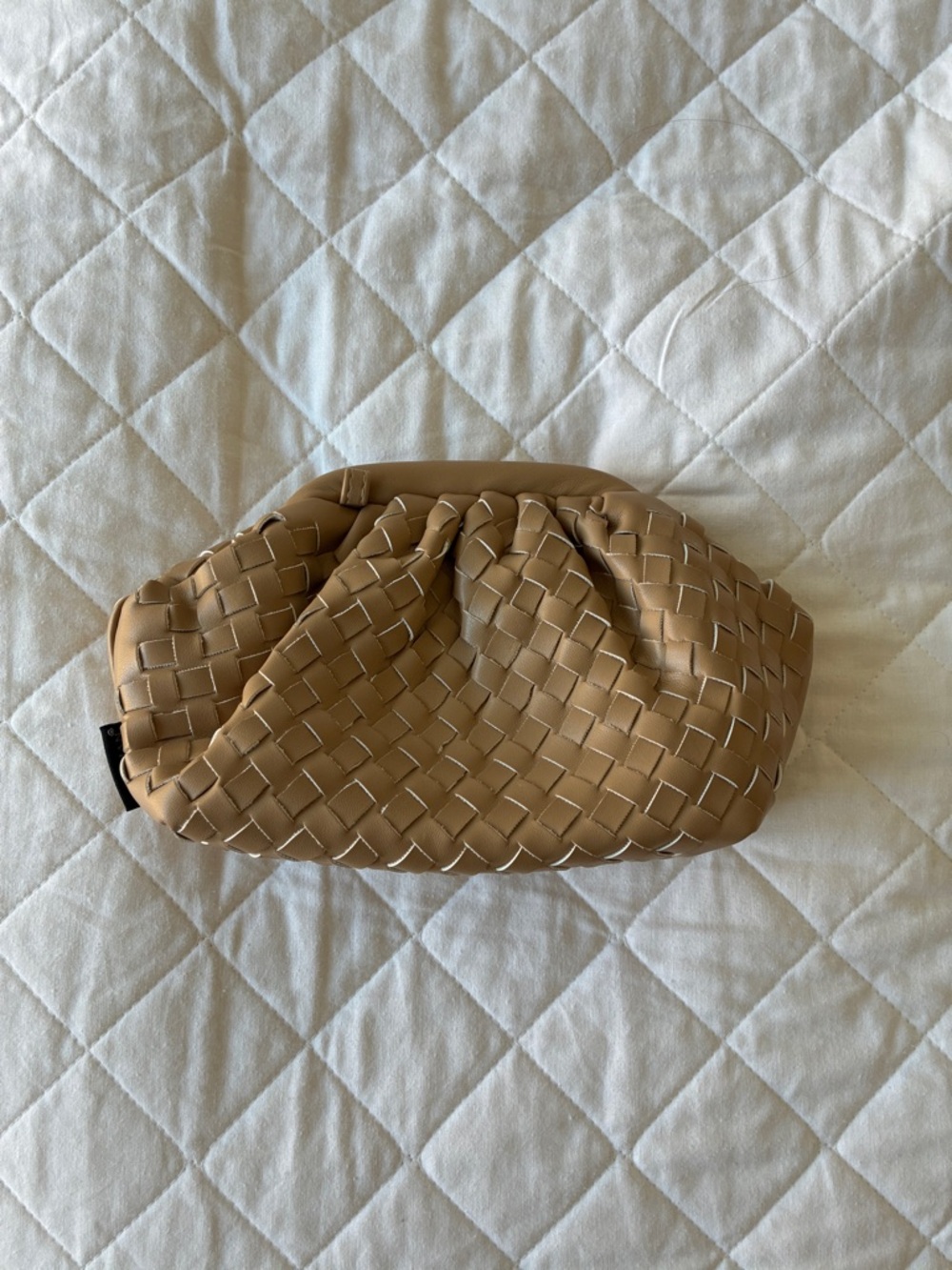 Woven Gathered Clutch in Tan